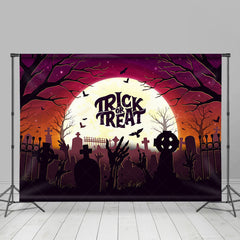 Lofaris Moon Night Trick Or Treat Cemetery Halloween Backdrop