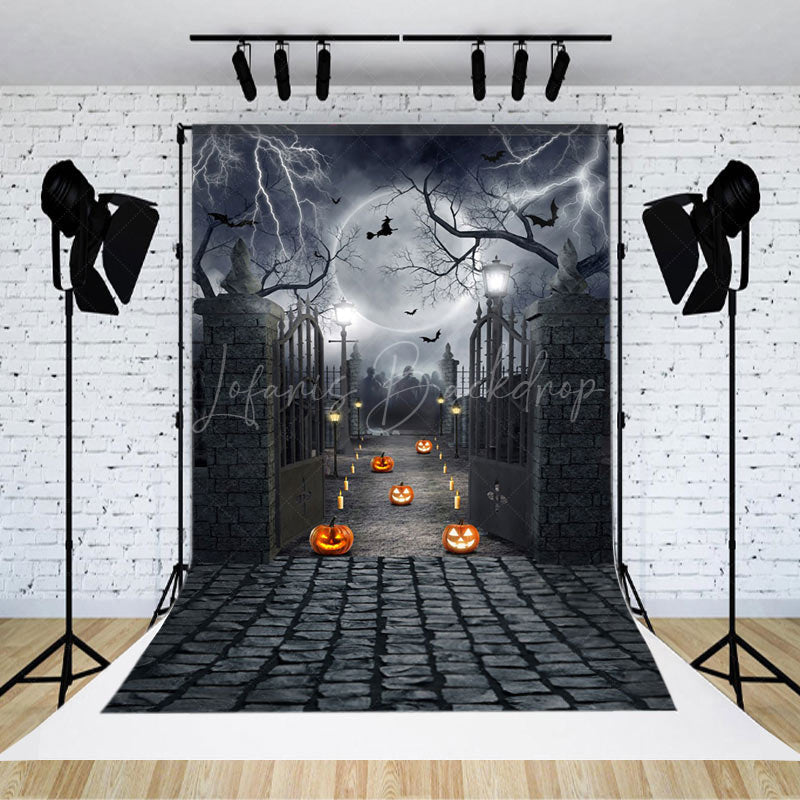 Lofaris Moon Pumpkin Lantern Halloween Horror Night Backdrop