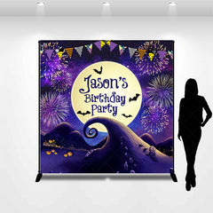 Lofaris Moon Sparkle Halloween Custom Name Birthday Backdrop