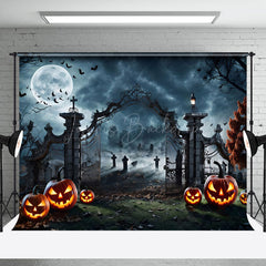 Lofaris Moonlight Manor Tomb Pumpkin Horror Happy Halloween Backdrop