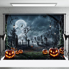 Lofaris Moonlit Desolate Manor Grave Forest Halloween Backdrop