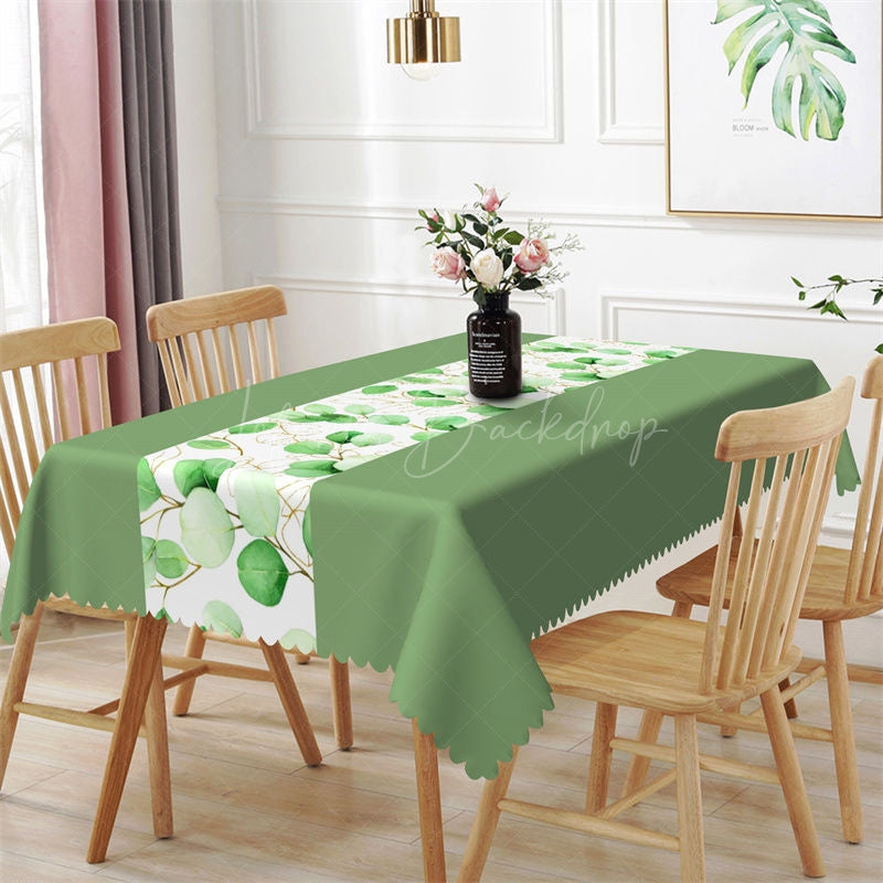 Lofaris Morandi Green Leaves Branch Spring Dining Tablecloth