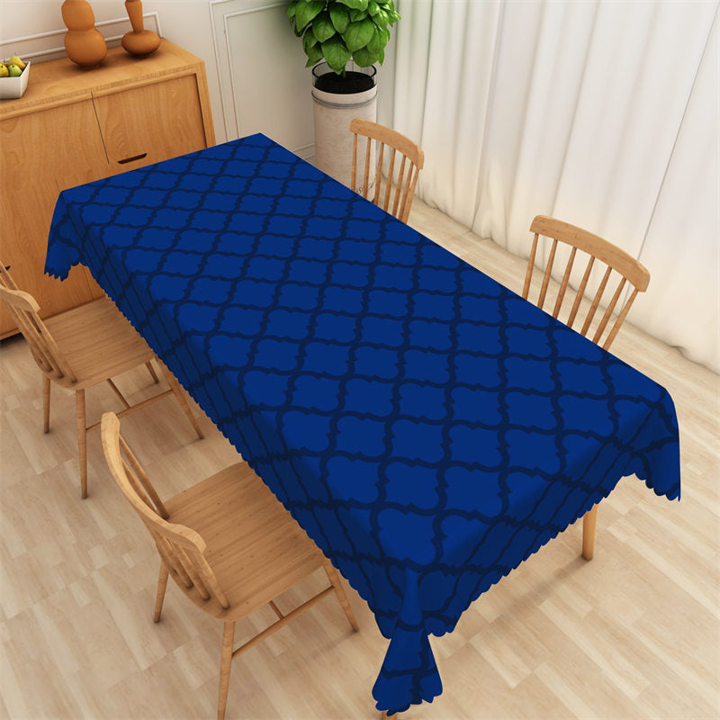 Lofaris Moroccan Trellis Night Blue Geometric Tablecloth