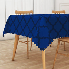 Lofaris Moroccan Trellis Night Blue Geometric Tablecloth