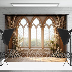 Lofaris Moslem Window Floral Plants Photography Backdrop