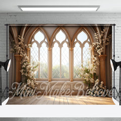 Lofaris Moslem Window Floral Plants Photography Backdrop