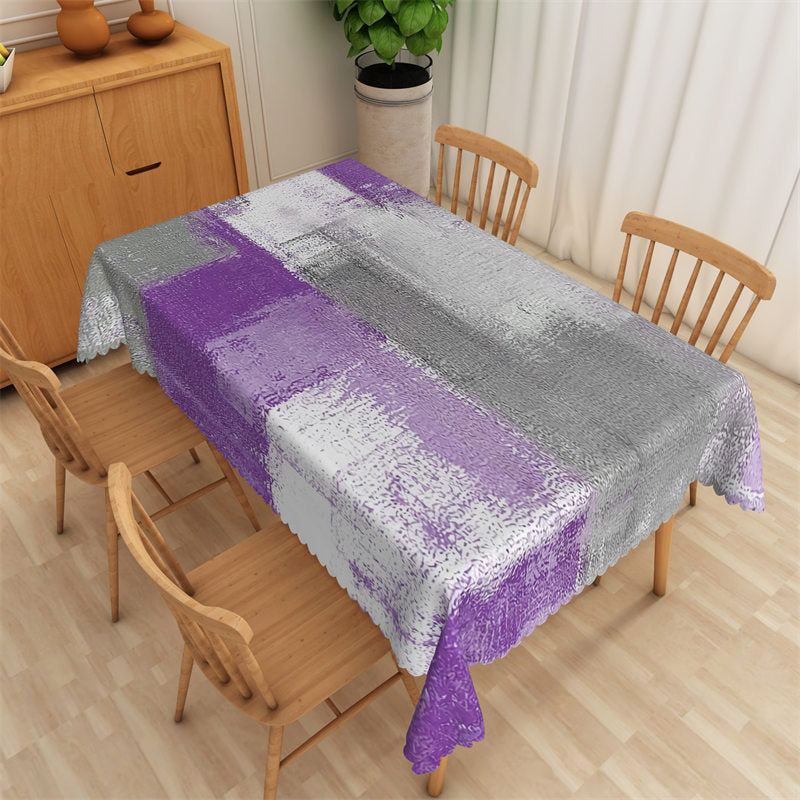 Lofaris Mottled Purple Grey Texture Rectangle Tablecloth