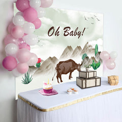 Lofaris Mountain Circus Cow Oh Baby Gender Reveal Backdrop