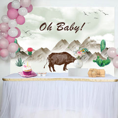 Lofaris Mountain Circus Cow Oh Baby Gender Reveal Backdrop