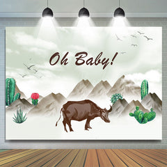 Lofaris Mountain Circus Cow Oh Baby Gender Reveal Backdrop