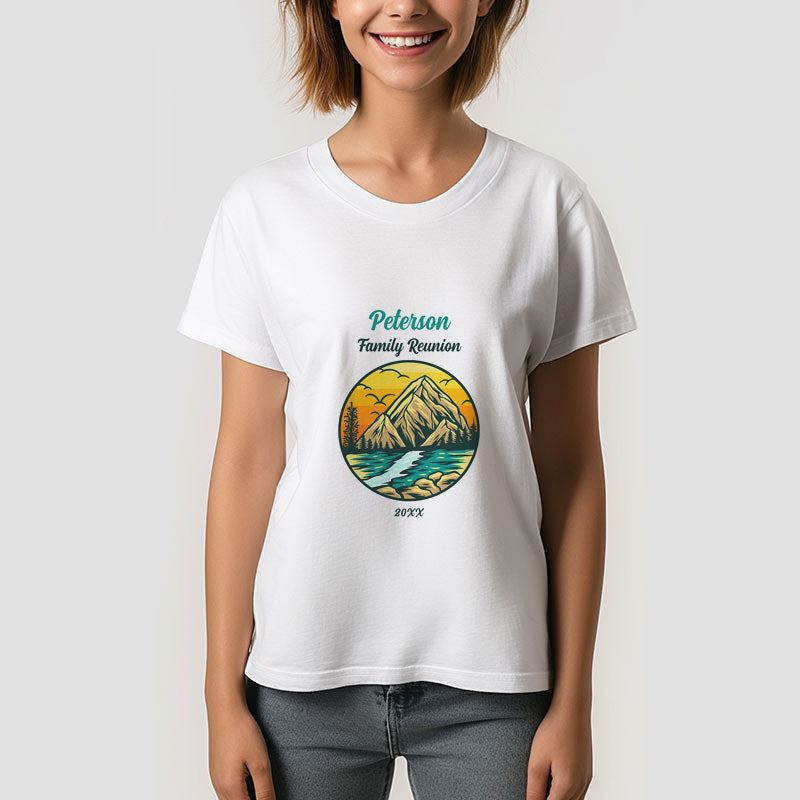 Lofaris Mountain Lake River Retro Family Reunion T-Shirt