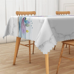 Lofaris Mountain Leaves Ink White Griotte Texture Tablecloth