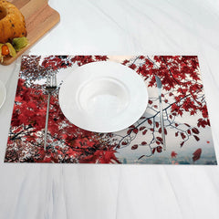 Lofaris Mountain Maple Tree Fallen Autumn Set Of 4 Placemats