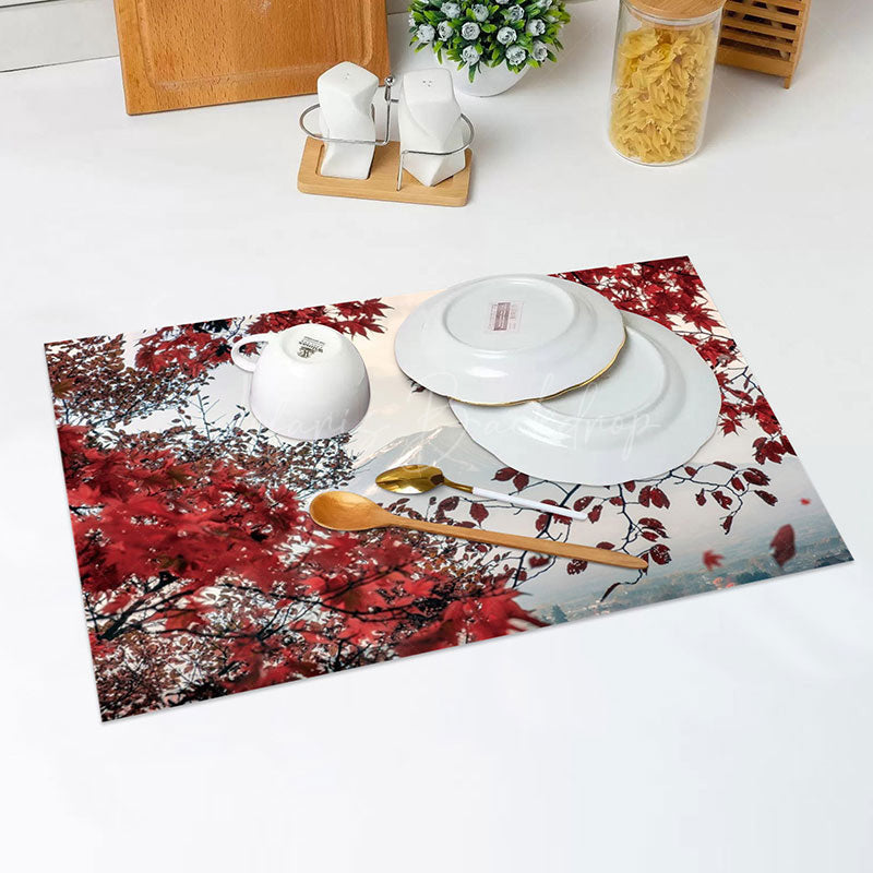 Lofaris Mountain Maple Tree Fallen Autumn Set Of 4 Placemats