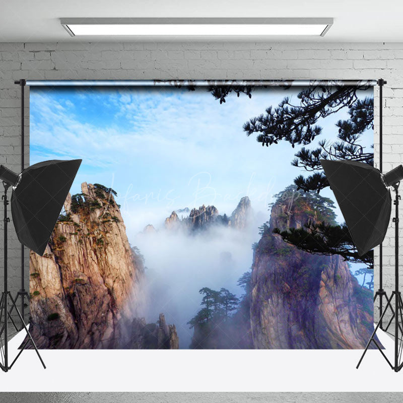 Lofaris Mountain Top Pine Tree Cloud Overlooking Backdrop