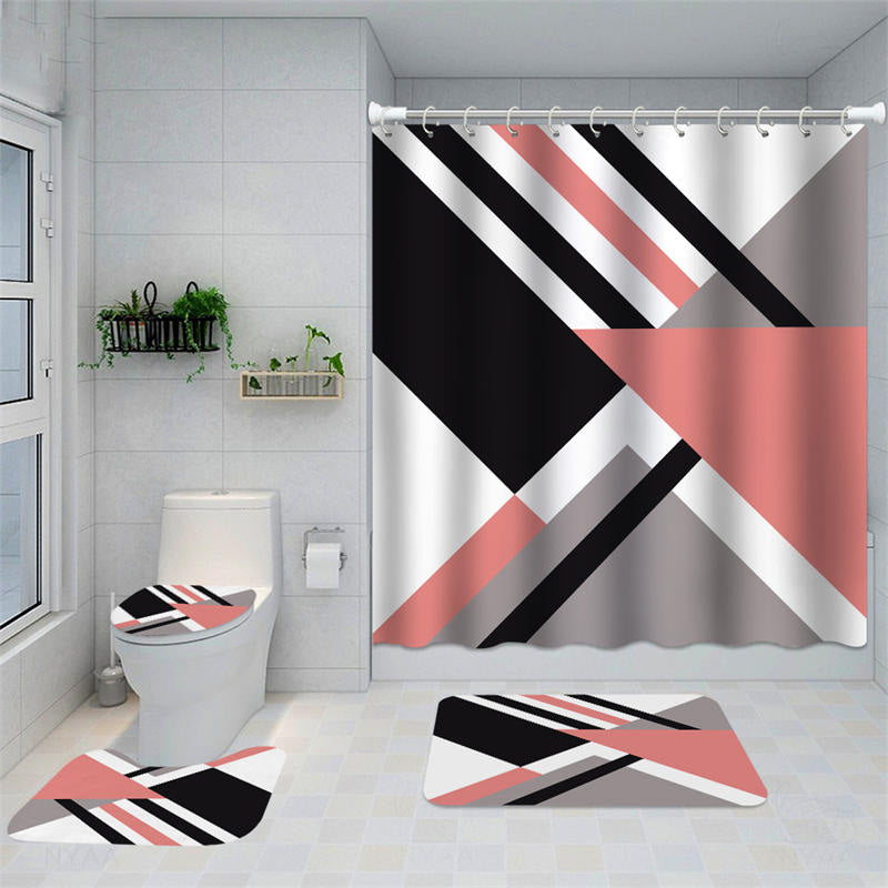 Lofaris Multicolor Geometric Abstract Shower Curtain For Bathtub