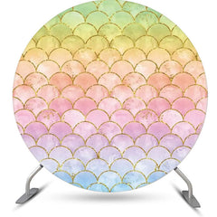 Lofaris Multicolor Mermaid Scales Round Birthday Backdrop