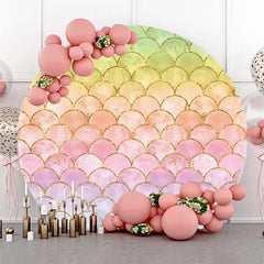 Lofaris Multicolor Mermaid Scales Round Birthday Backdrop