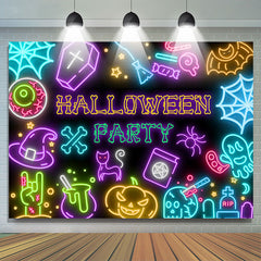 Lofaris Multicolor Neon Pattern Halloween Party Backdrop