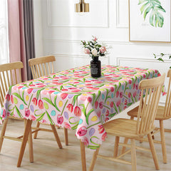 Lofaris Multicolor Tulip Flowers Dining Room Tablecloth