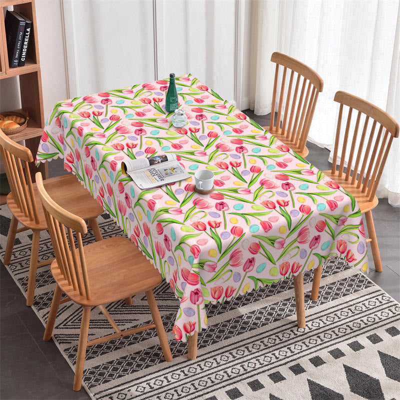 Lofaris Multicolor Tulip Flowers Dining Room Tablecloth