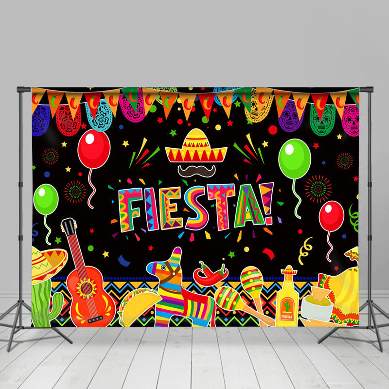 Lofaris Multicolour Flags Taco Mexican Fiesta Party Backdrop