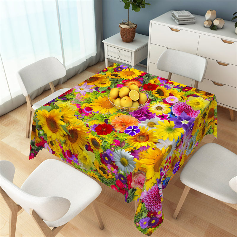 Lofaris Multicoloured Garden Sunflower Square Tablecloth