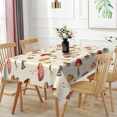 Lofaris Mushroom Girl Butterfly Pattern Rectangle Tablecloth