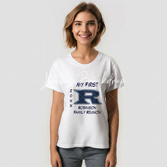 Lofaris My First Family Reunion Blue Letter Custom T-Shirt