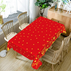 Lofaris My Love Gold Hearts Red Tablecloth For Valentines Day