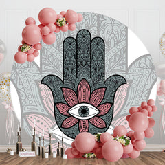 Lofaris Mysterious Boho Hamsa Hand Round Birthday Backdrop