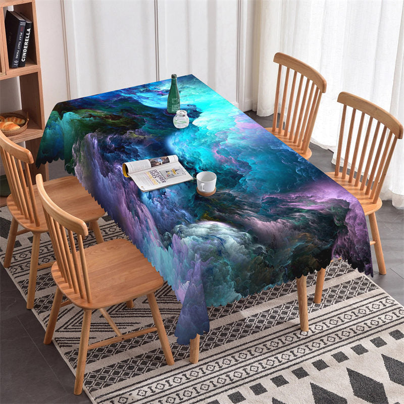 Lofaris Mysterious Dark Purple Sky Kitchen Rectangle Tablecloth