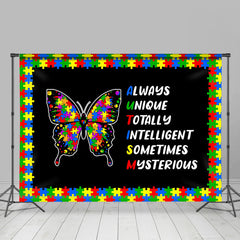 Lofaris Mysterious Puzzle Butterfly Black Autism Backdrop