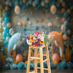 Lofaris Mysterious Undersea Dolphin Coral Cake Smash Backdrop