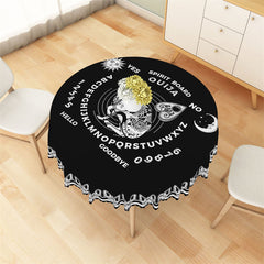 Lofaris Mystical Black Cat Edge Divination Round Tablecloth