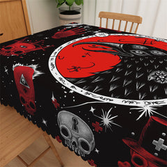 Lofaris Mystical Three Eyed Raven Skull Halloween Tablecloth