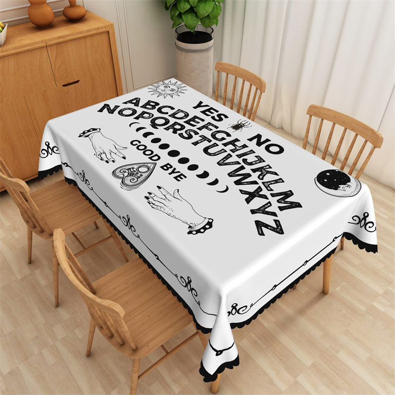 Lofaris Mystical White Divination Style Rectangle Tablecloth