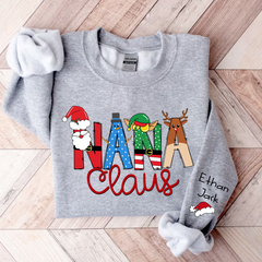 Lofaris Nana Claus And Kids Custom Name Gift Sweatshirt