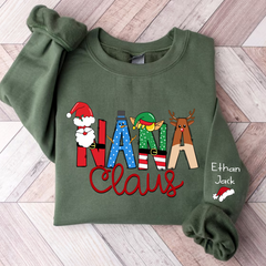 Lofaris Nana Claus And Kids Custom Name Gift Sweatshirt