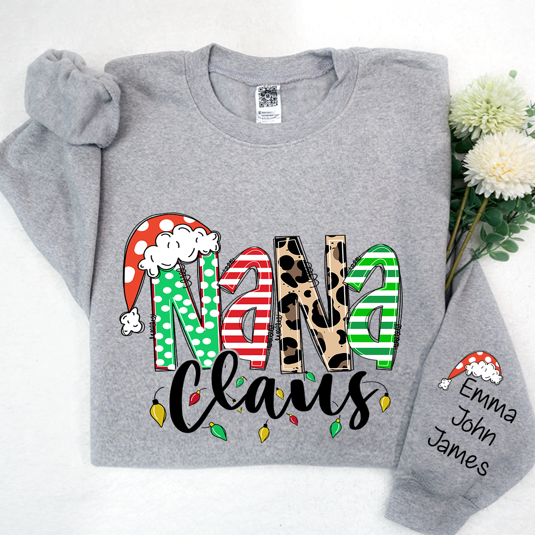 Lofaris Nana Claus Christmas And Grandkids Custom Sweatshirt