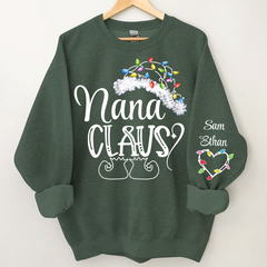 Lofaris Nana Claus Christmas Light Hat Custom Sweatshirt