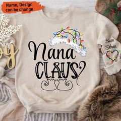 Lofaris Nana Claus Christmas Light Hat Custom Sweatshirt