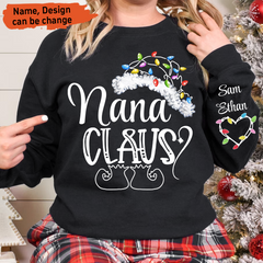 Lofaris Nana Claus Christmas Light Hat Custom Sweatshirt