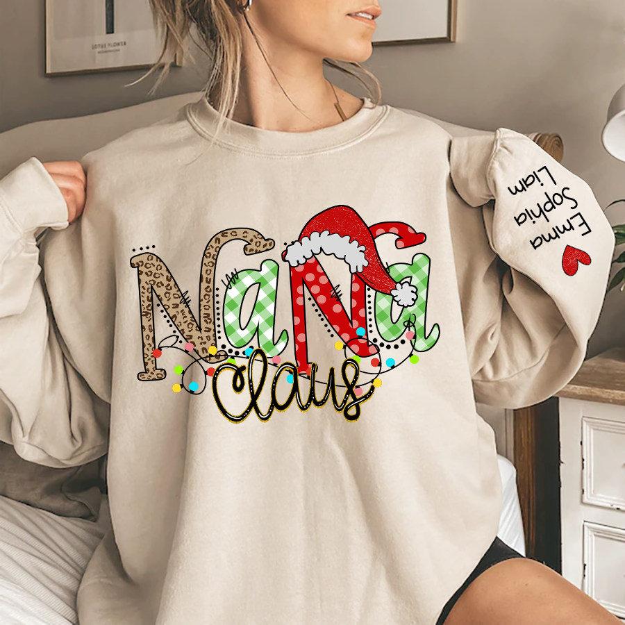 Lofaris Nana Claus Leopard Christmas Custom Name Sweatshirt