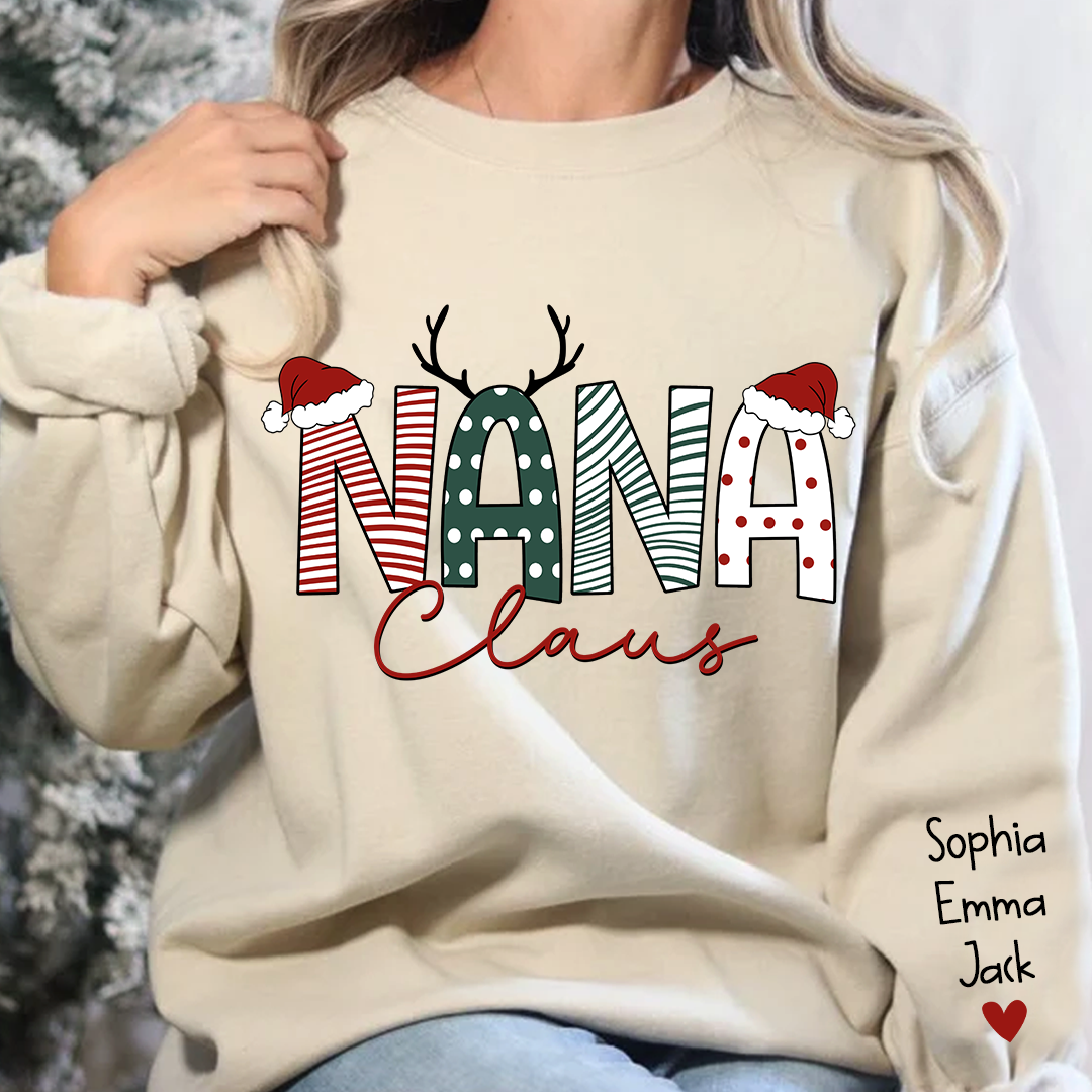 Lofaris Nana Claus Merry Christmas And Grandkids Sweatshirt