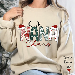 Lofaris Nana Claus Merry Christmas And Grandkids Sweatshirt