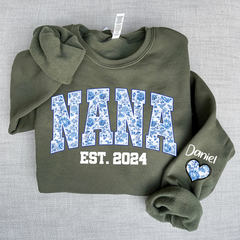 Lofaris Nana Flower Est And Grandkids Custom Sweatshirt