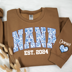 Lofaris Nana Flower Est And Grandkids Custom Sweatshirt