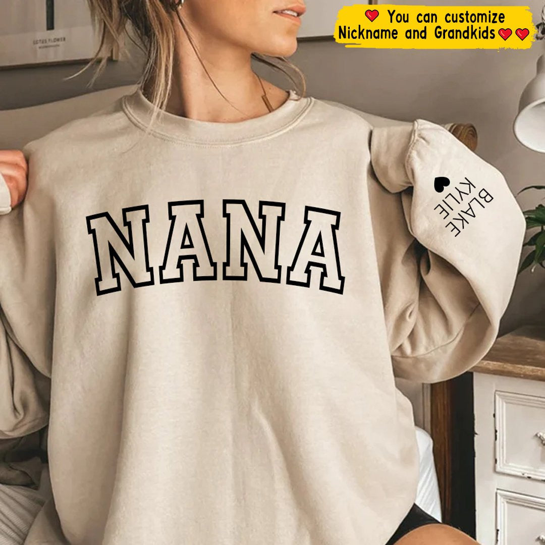 Lofaris Nana Grandma And Grandkids Custom Gift Sweatshirt