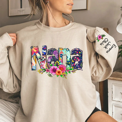 Lofaris Nana Grandma Paint Floral Custom Name Sweatshirt